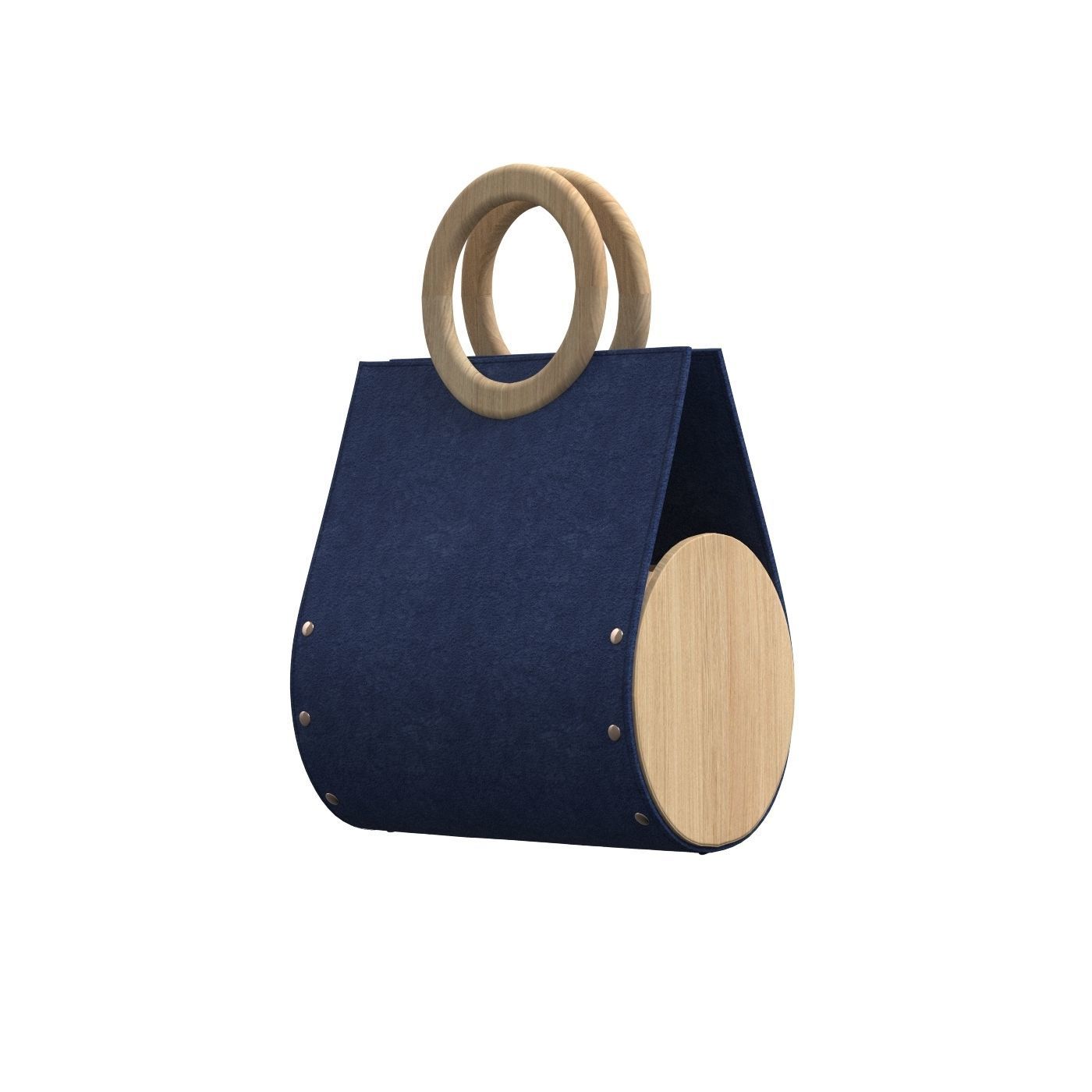 Navy Suede Ring Tote Bag 3D model_7
