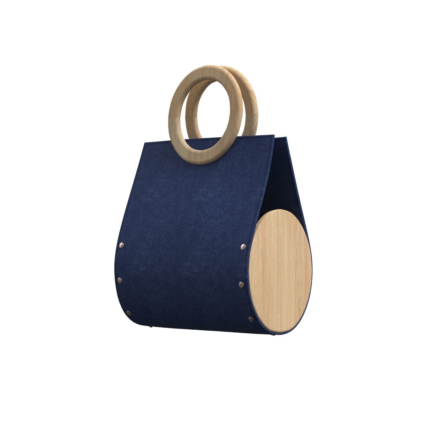Navy Suede Ring Tote Bag 3D model_3