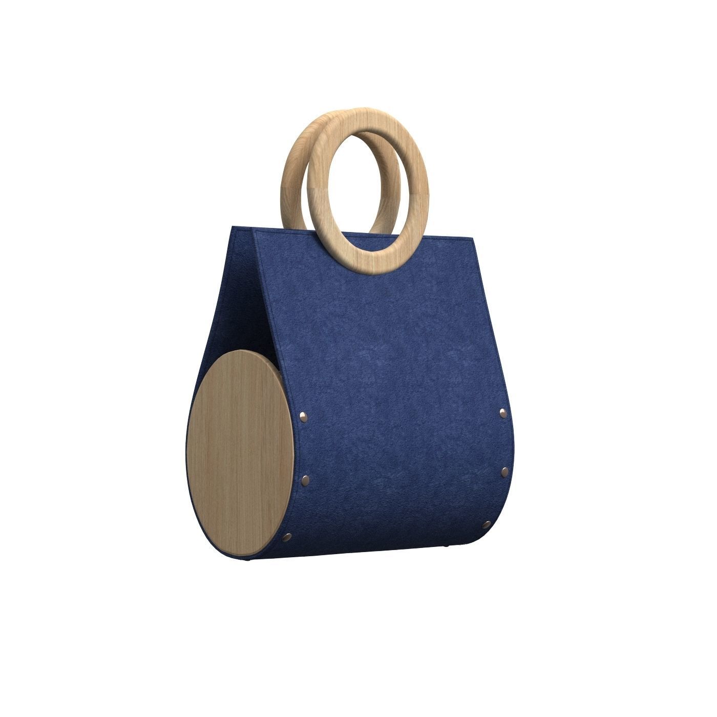 Navy Suede Ring Tote Bag 3D model_1