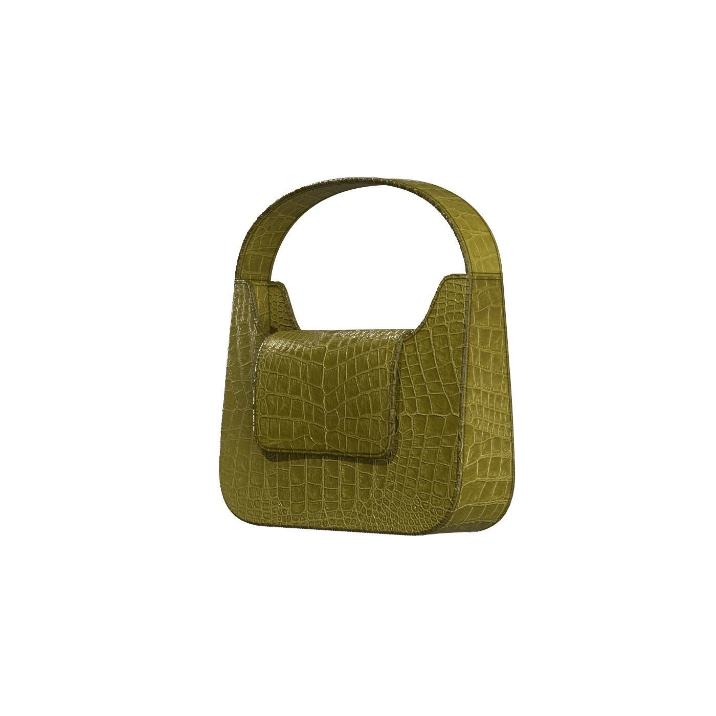 Olive Leather Mini Flap Bag 3D model_7