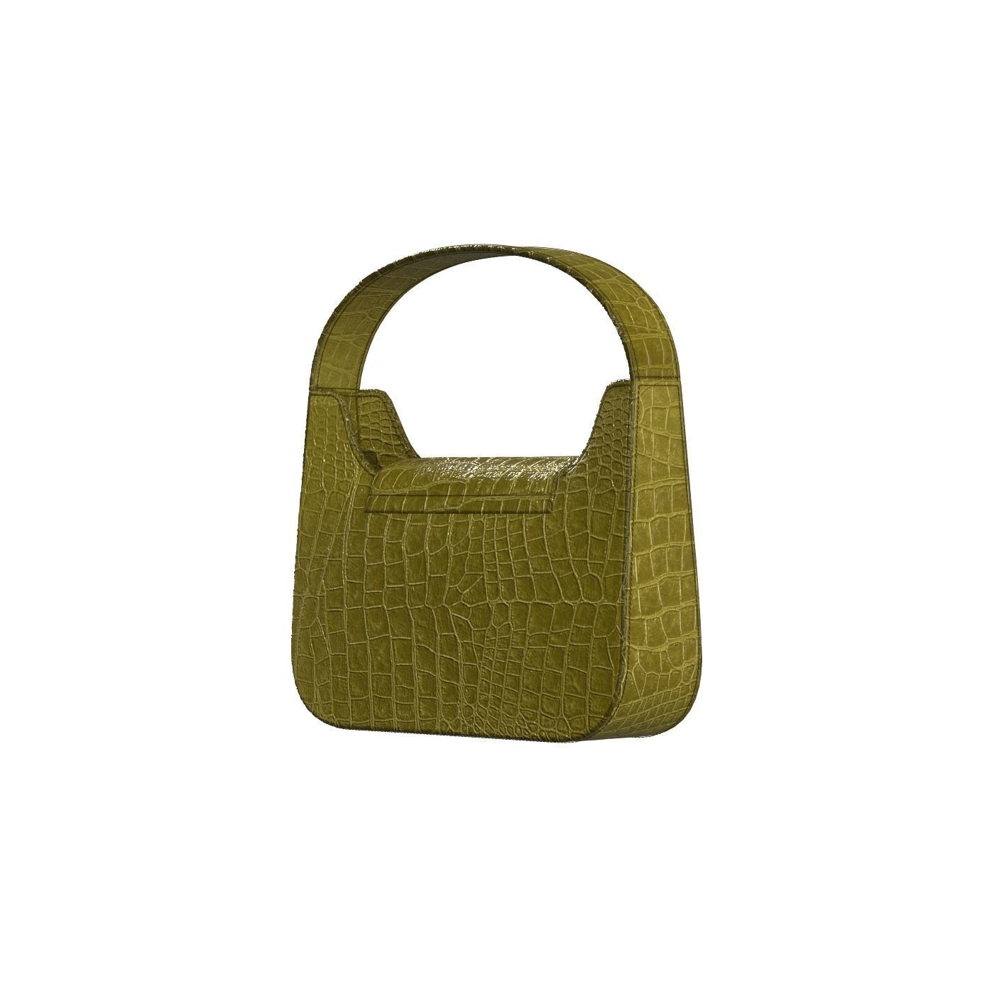 Olive Leather Mini Flap Bag 3D model_3