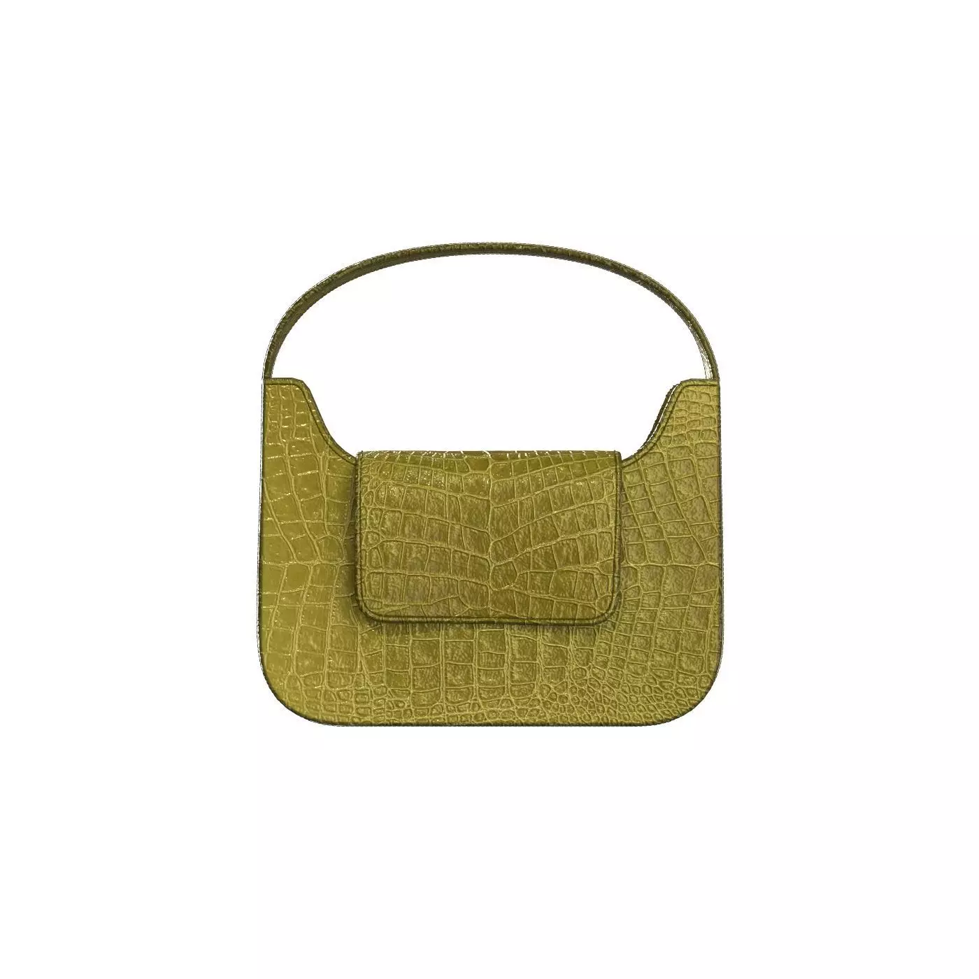 Olive Leather Mini Flap Bag 3D model_0