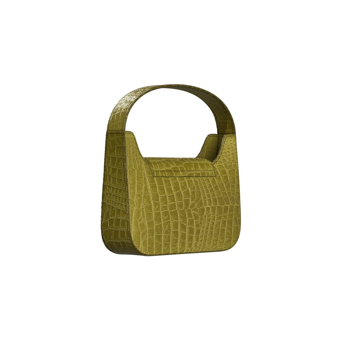 Olive Leather Mini Flap Bag 3D model_5