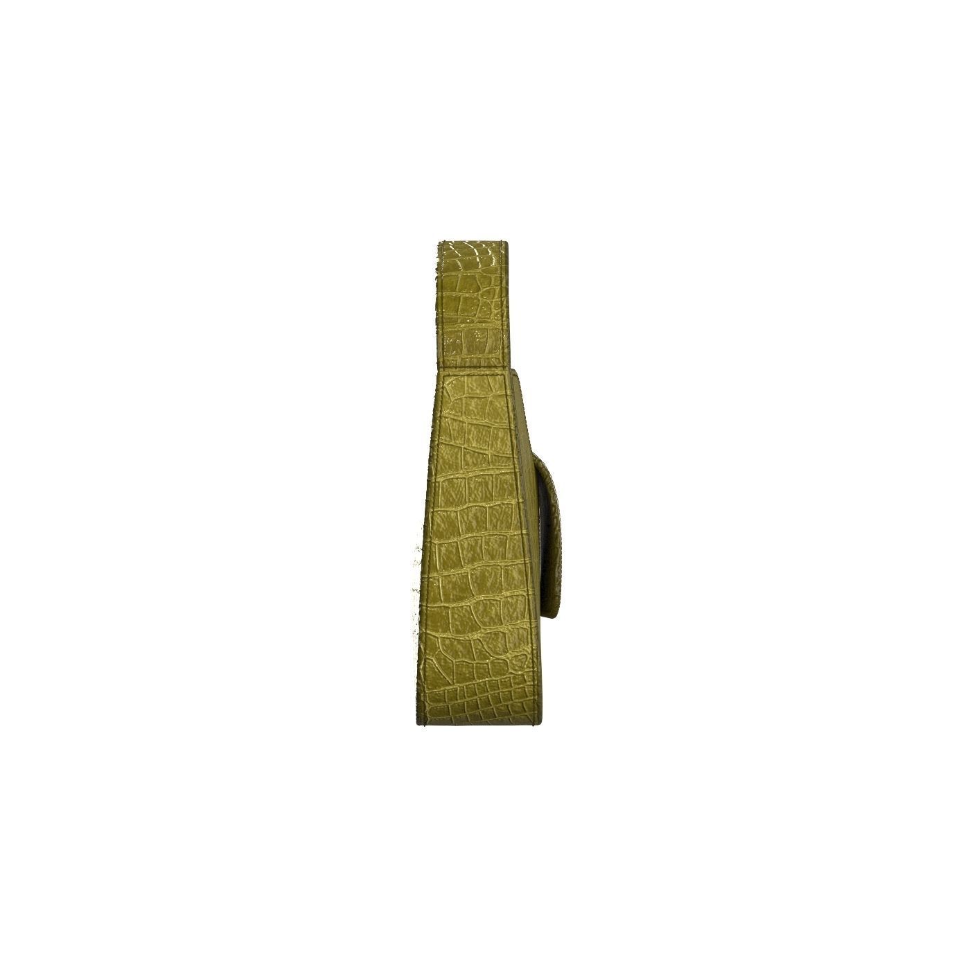 Olive Leather Mini Flap Bag 3D model_2