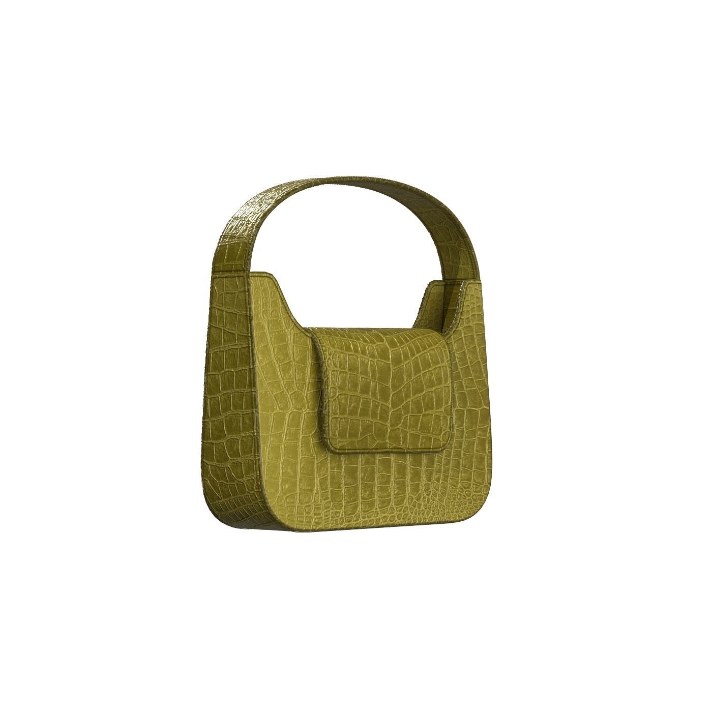 Olive Leather Mini Flap Bag 3D model_1