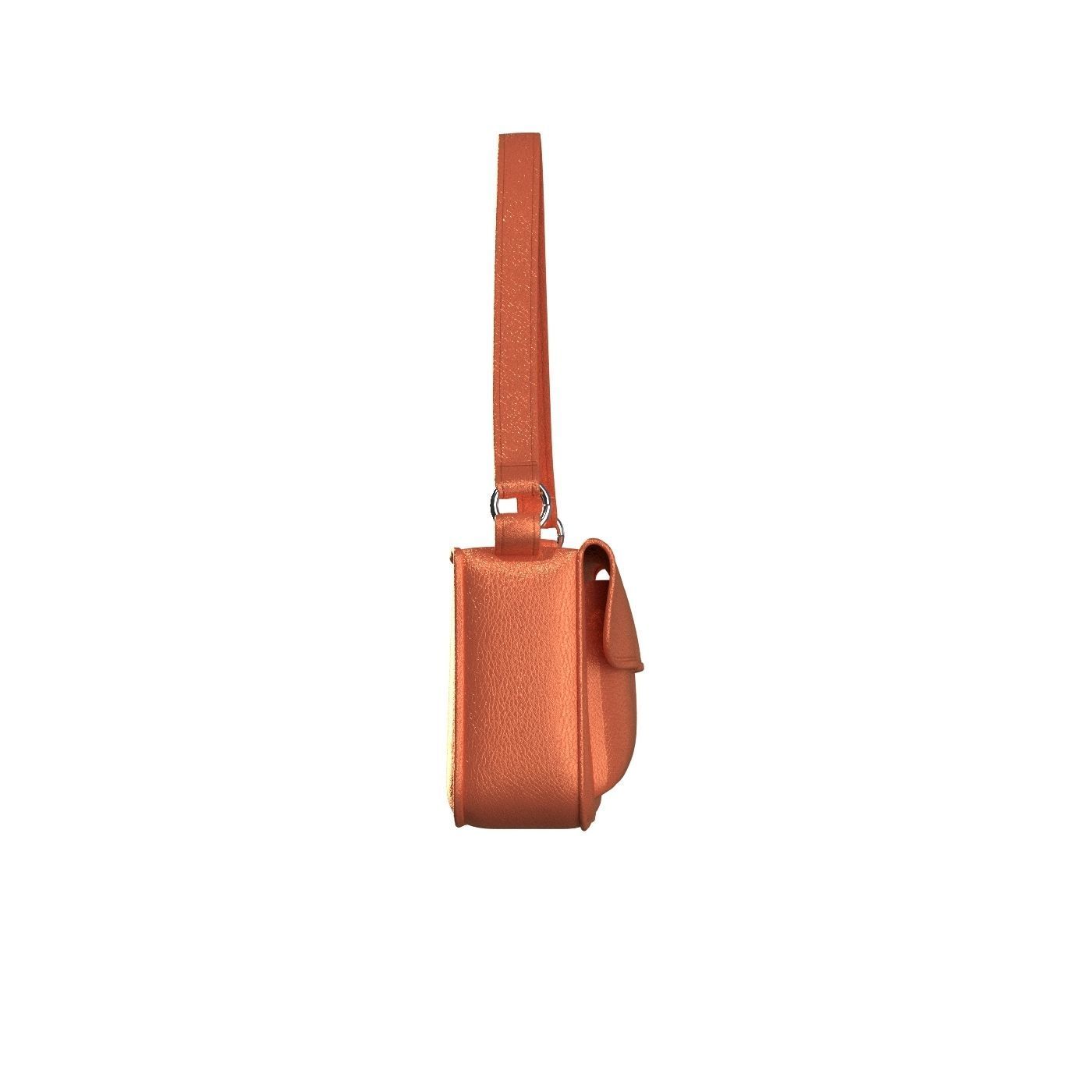 Orange Leather Baguette Bag 3D model_2