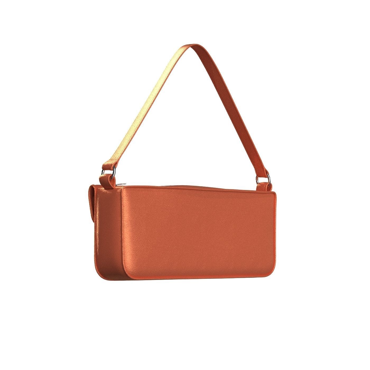 Orange Leather Baguette Bag 3D model_5