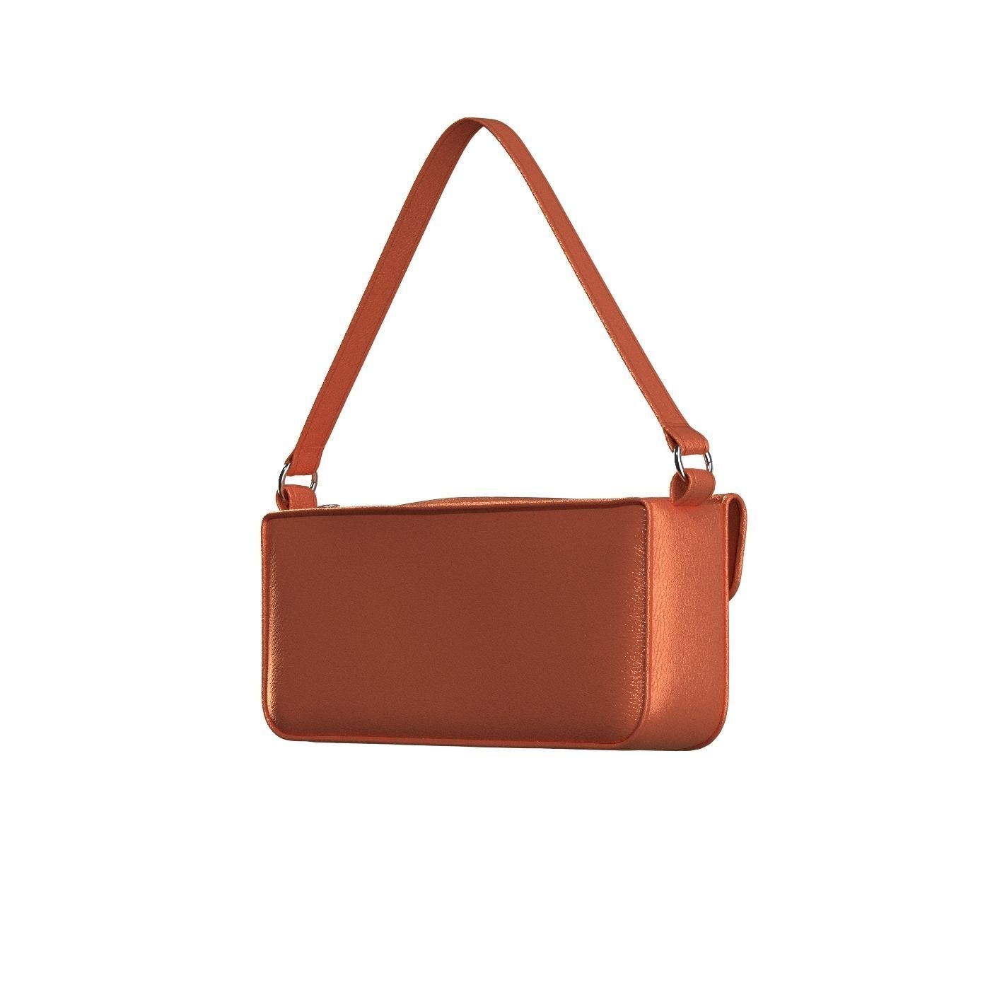 Orange Leather Baguette Bag 3D model_3