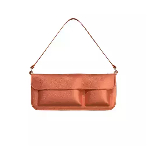 Orange Leather Baguette Bag