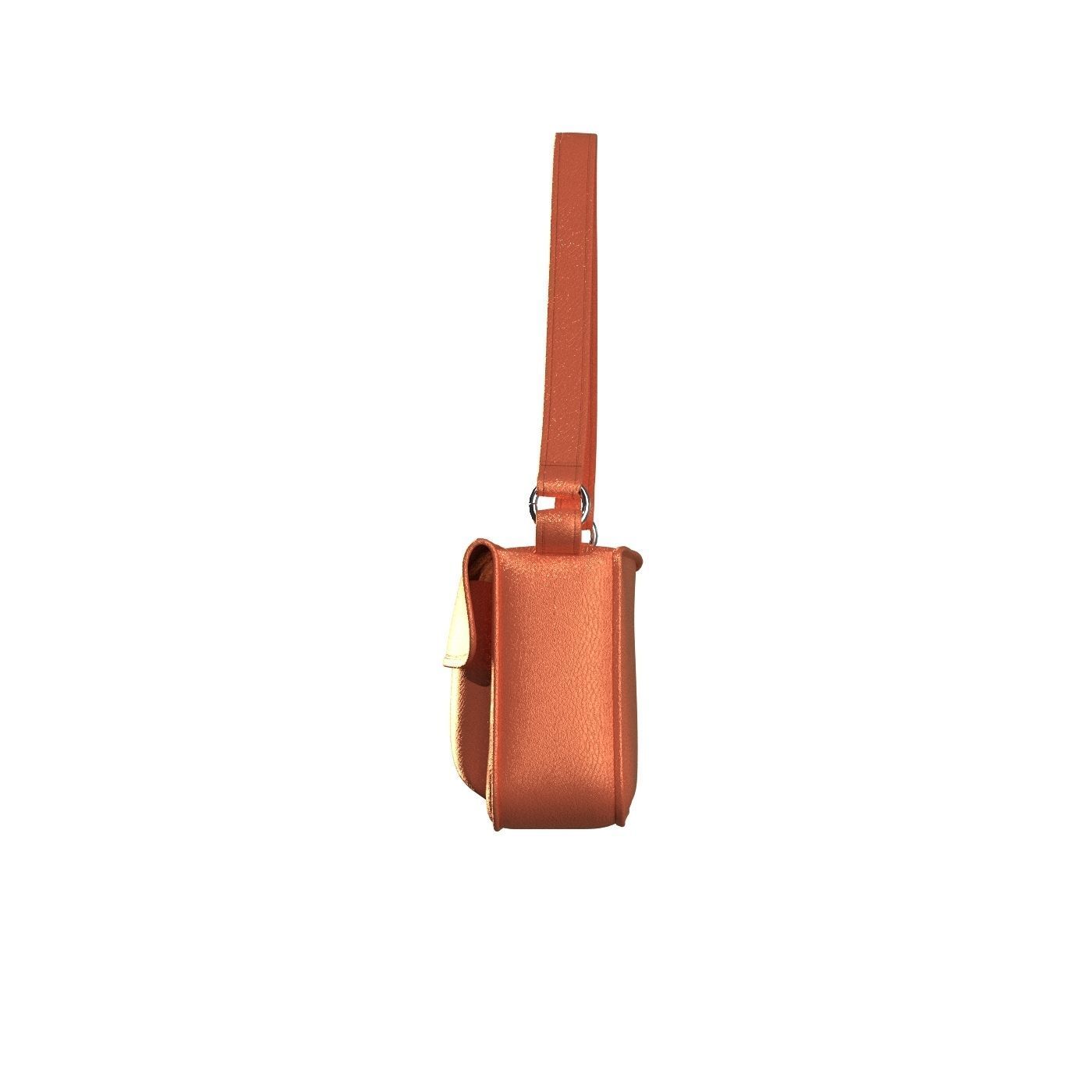 Orange Leather Baguette Bag 3D model_6