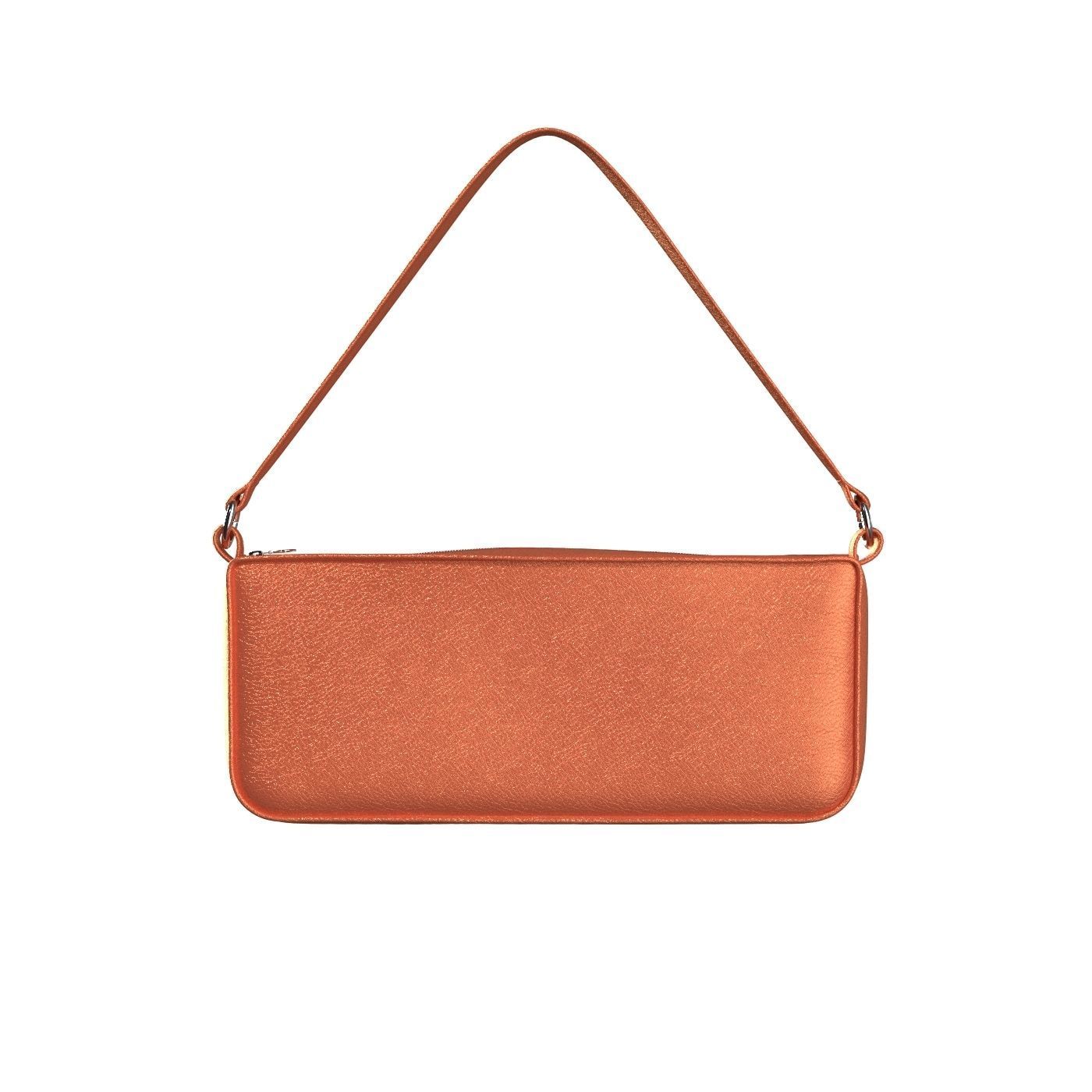 Orange Leather Baguette Bag 3D model_4