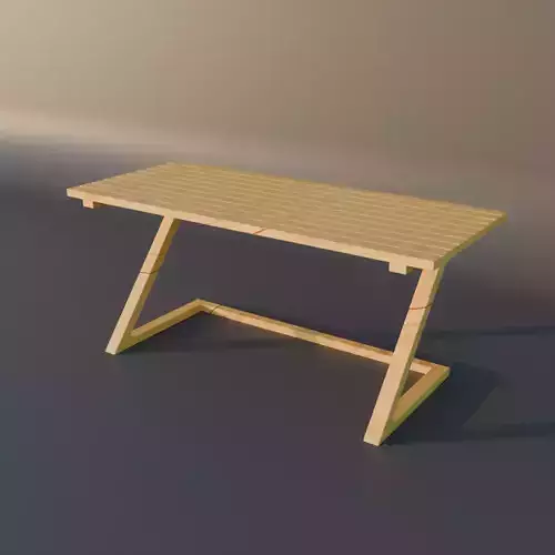 low poly wood table