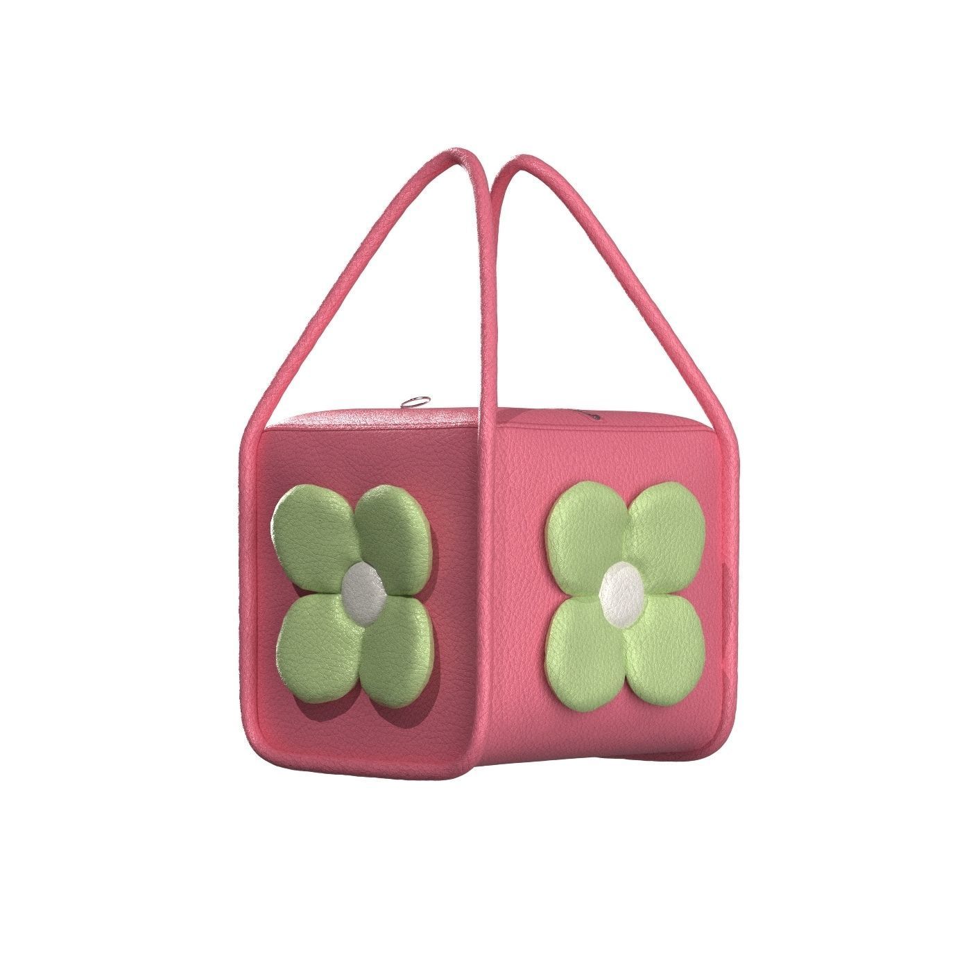 Pink Leather Flower Box Bag 3D model_7