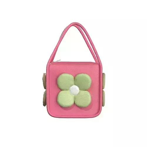 Pink Leather Flower Box Bag