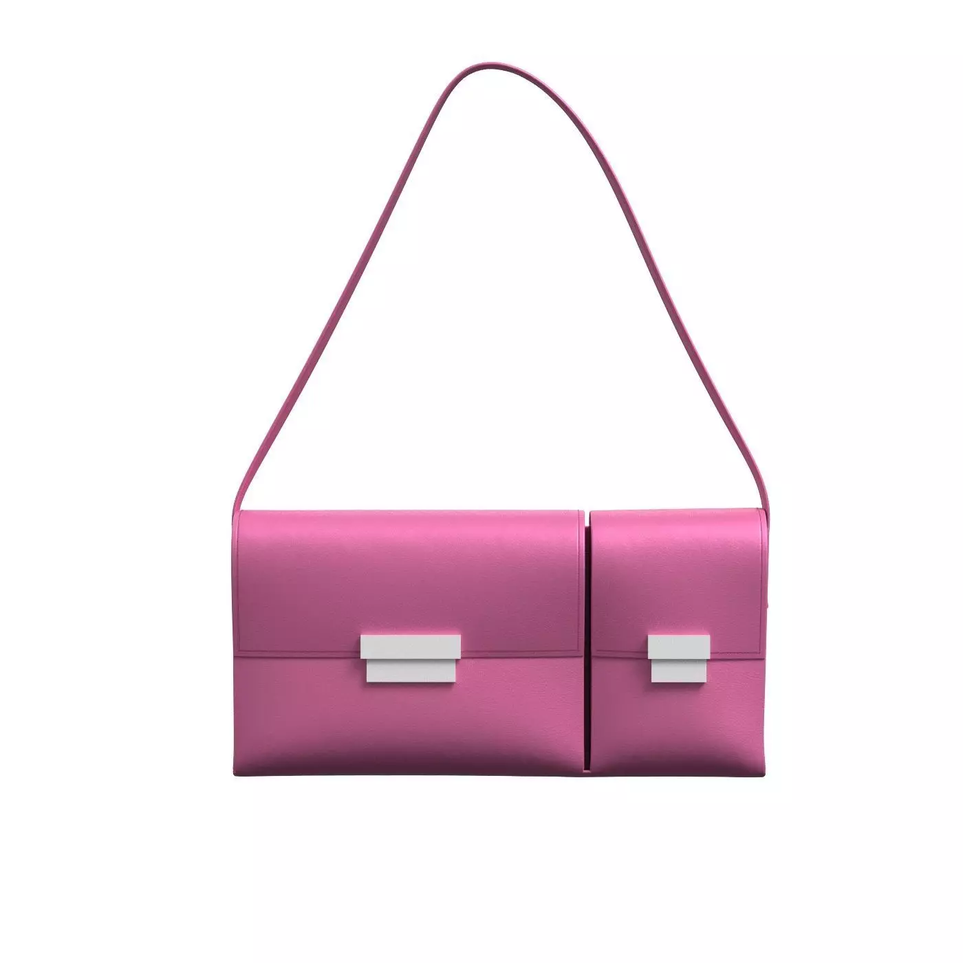 Pink Leather Pocket Shoulder Bag 3D model