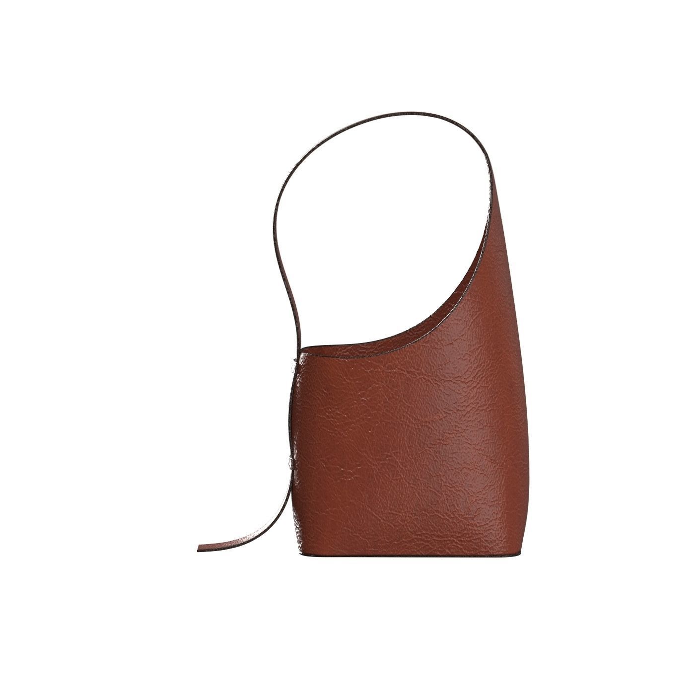 Red brown Leather Hobo Bag 3D model_4