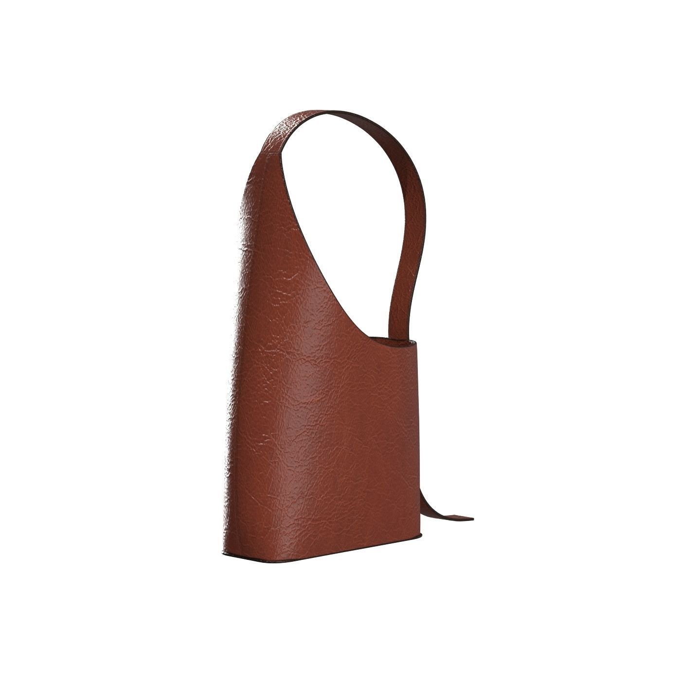 Red brown Leather Hobo Bag 3D model_1