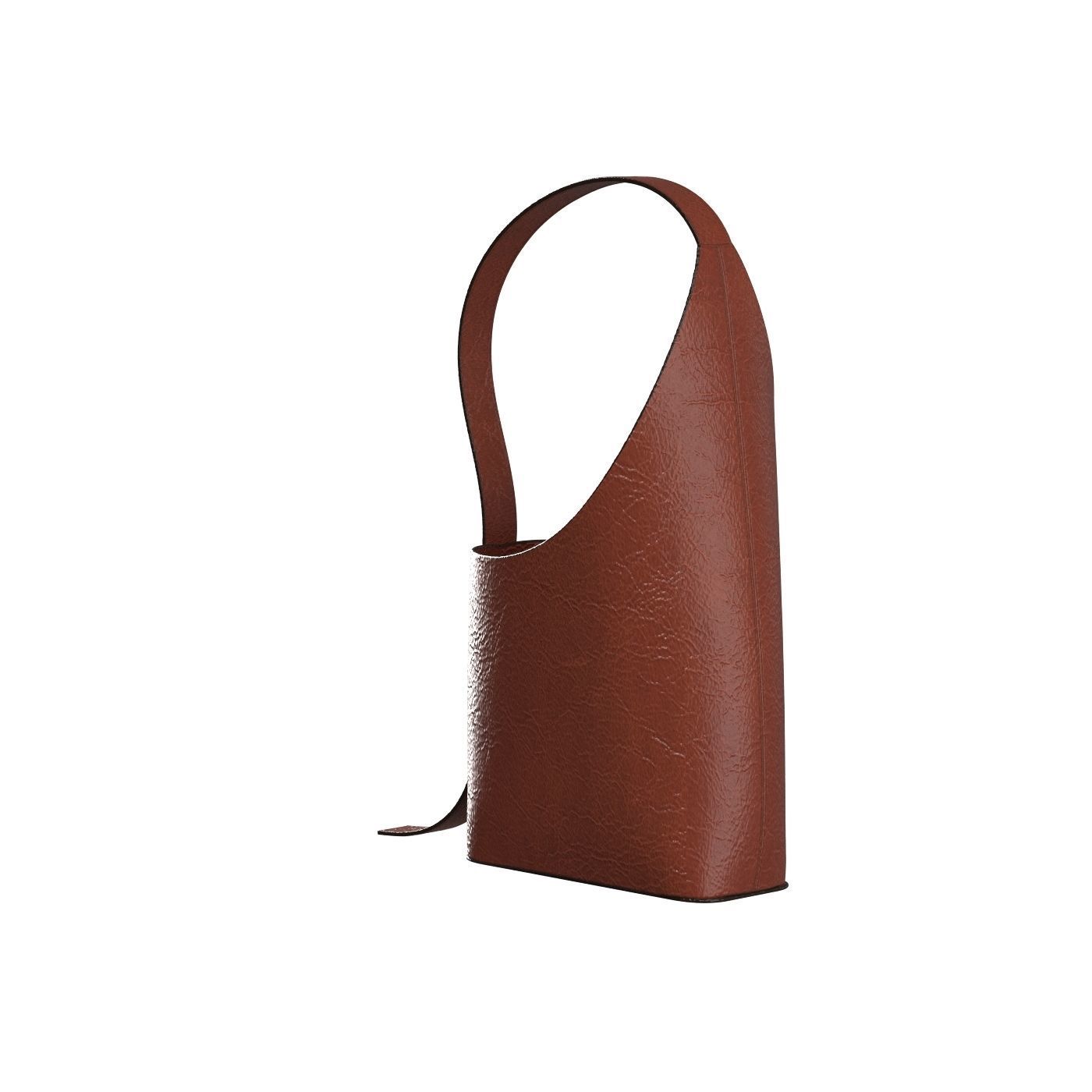 Red brown Leather Hobo Bag 3D model_3