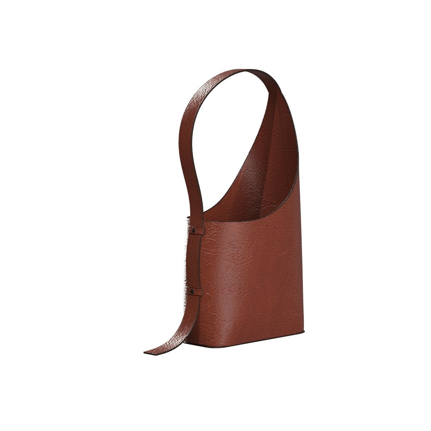 Red brown Leather Hobo Bag 3D model_5