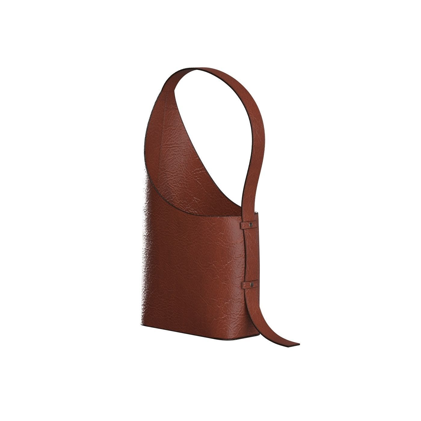 Red brown Leather Hobo Bag 3D model_7