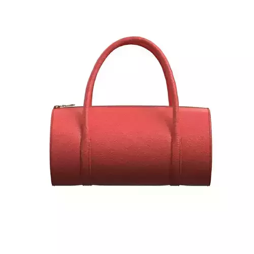 Red Leather Barrel Bag 3D model