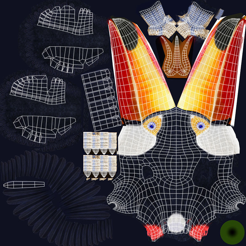 Toucan A - Folded Wings 3D model_15