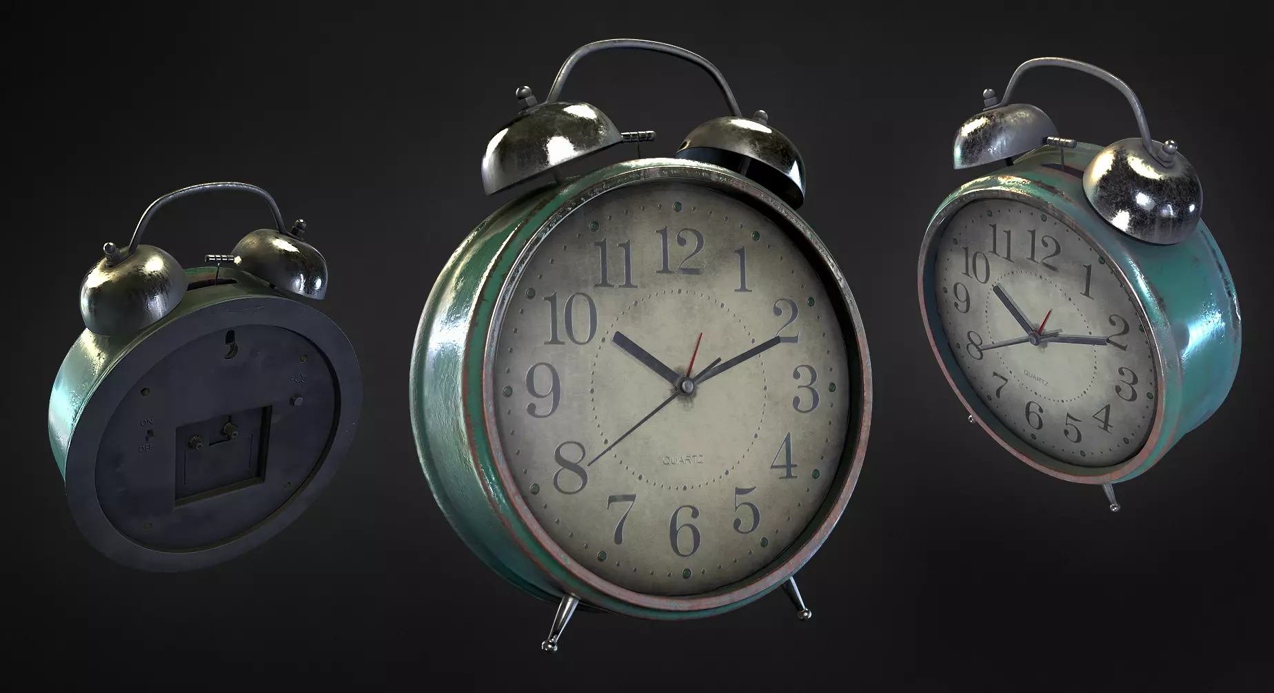 Old alarm clock 3D model_0