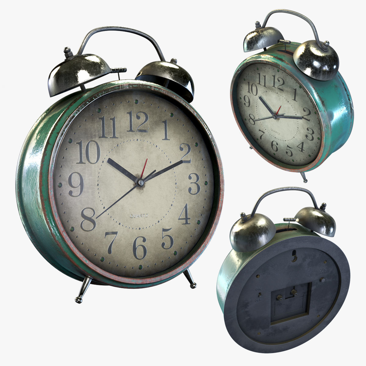 Old alarm clock 3D model_1
