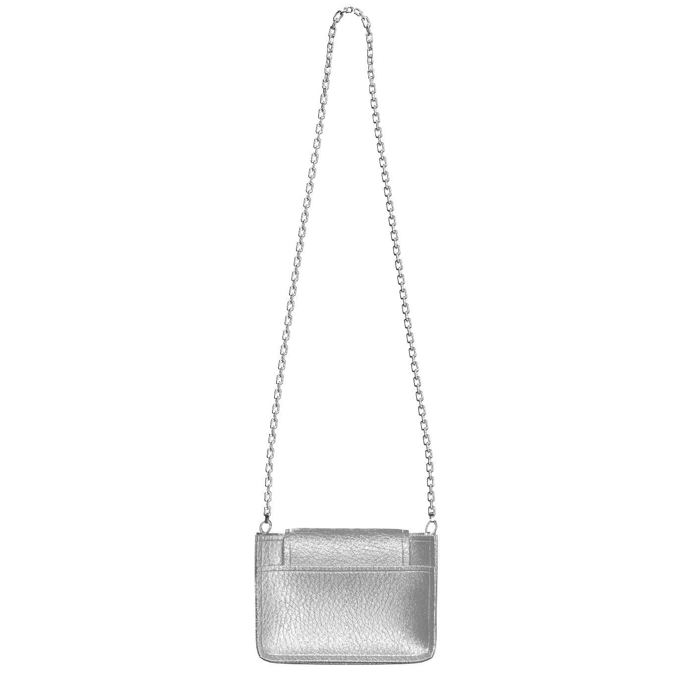 Silver Leather Mini Cross Bag 3D model_4
