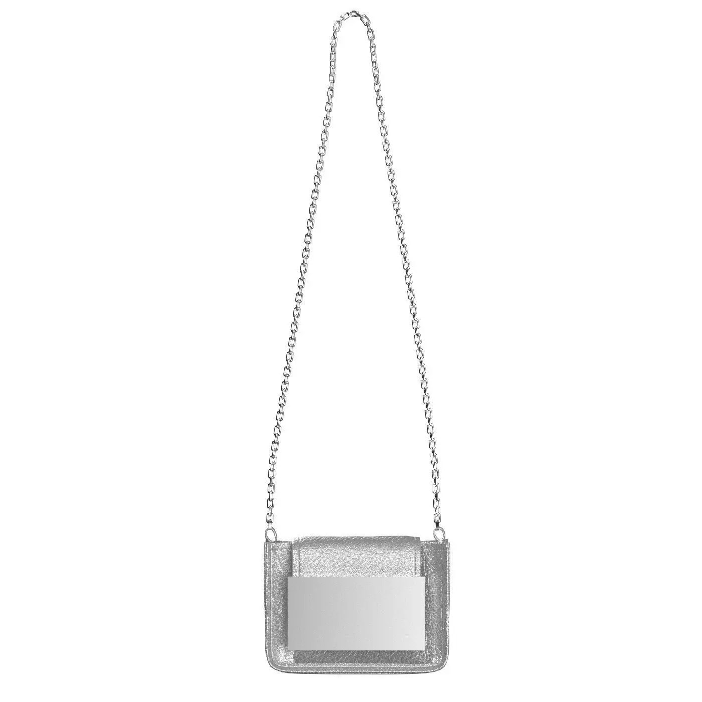 Silver Leather Mini Cross Bag 3D model_0