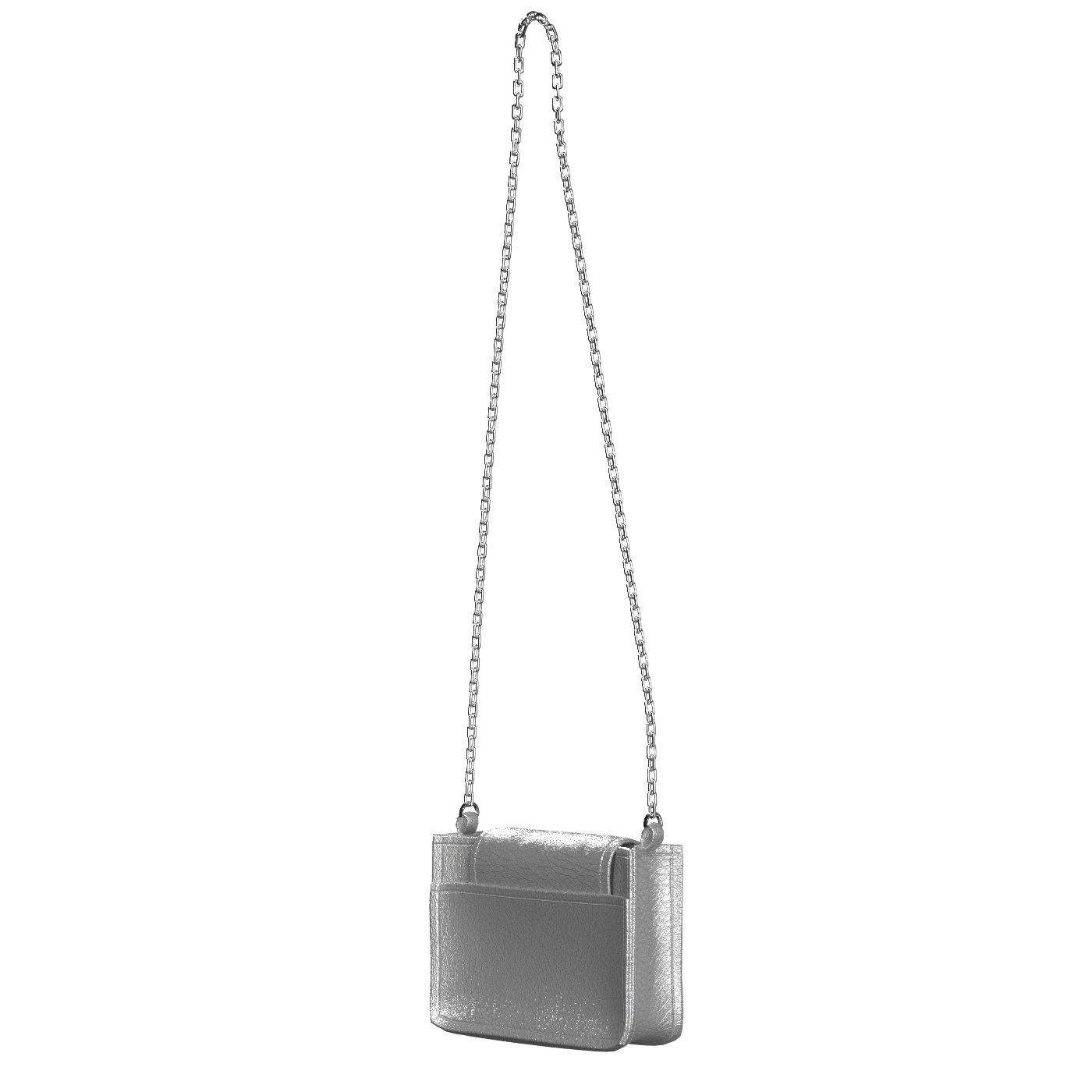 Silver Leather Mini Cross Bag 3D model_3