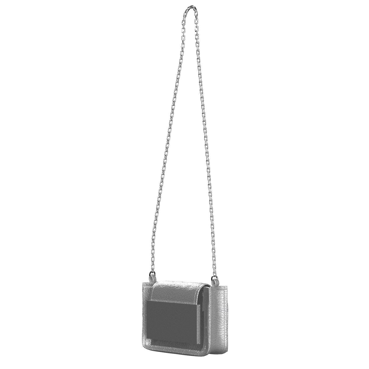 Silver Leather Mini Cross Bag 3D model_7