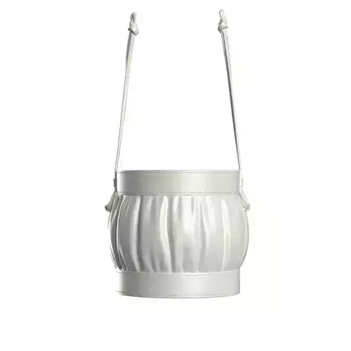 White Leather Round Basket Bag