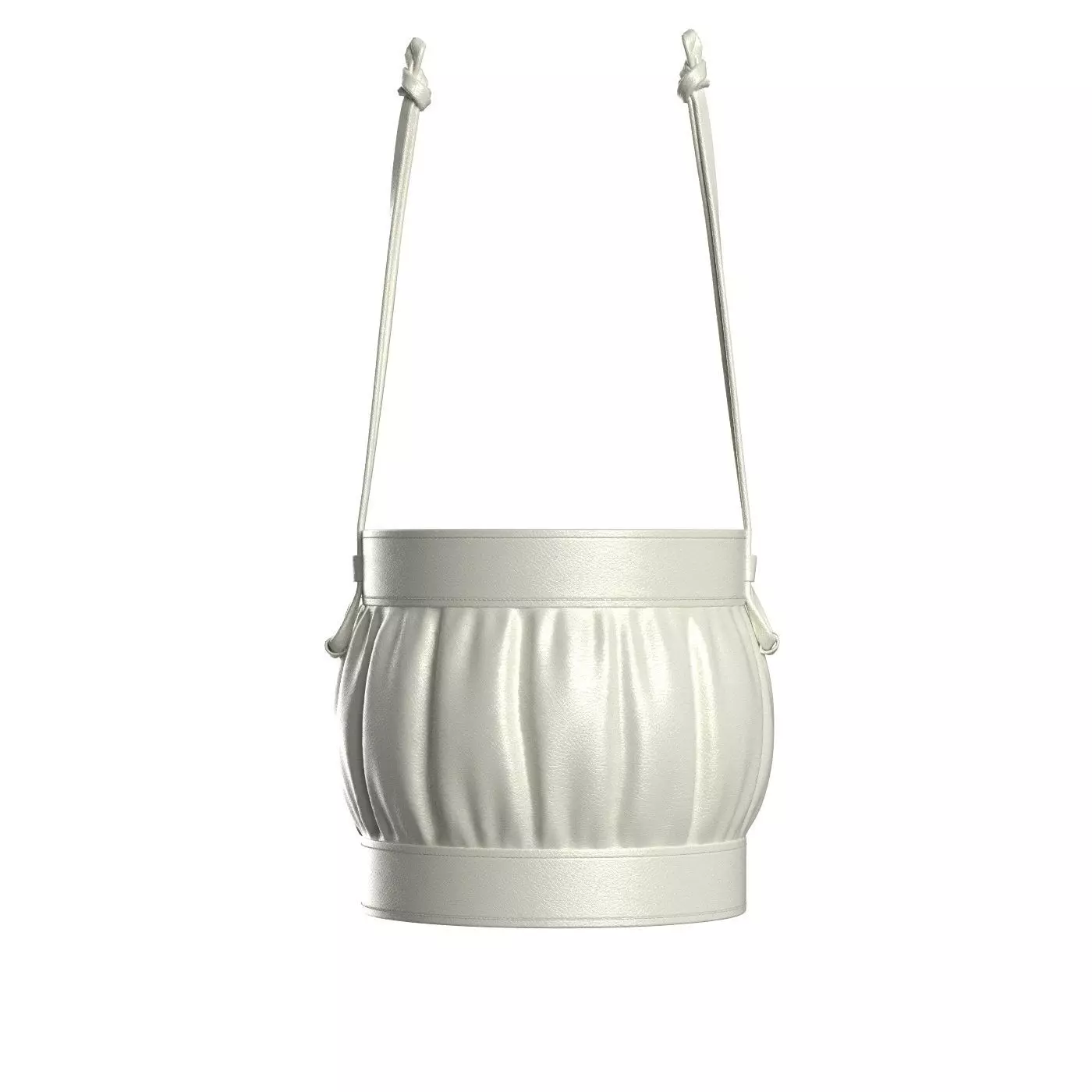 White Leather Round Basket Bag 3D model_0