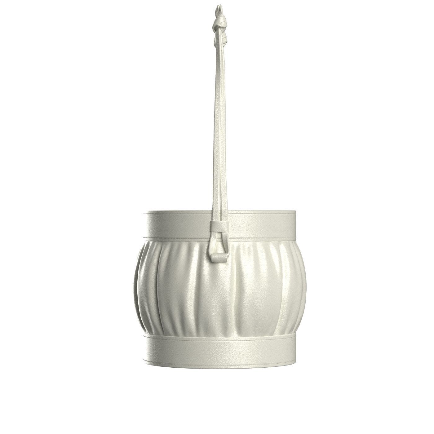 White Leather Round Basket Bag 3D model_6
