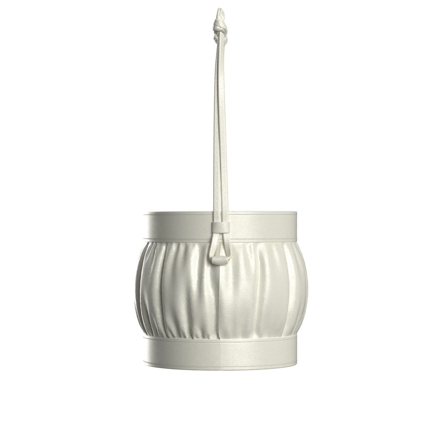White Leather Round Basket Bag 3D model_2