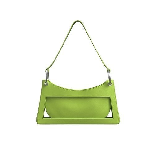 Yellowish green Leather Baguette Bag 3D model