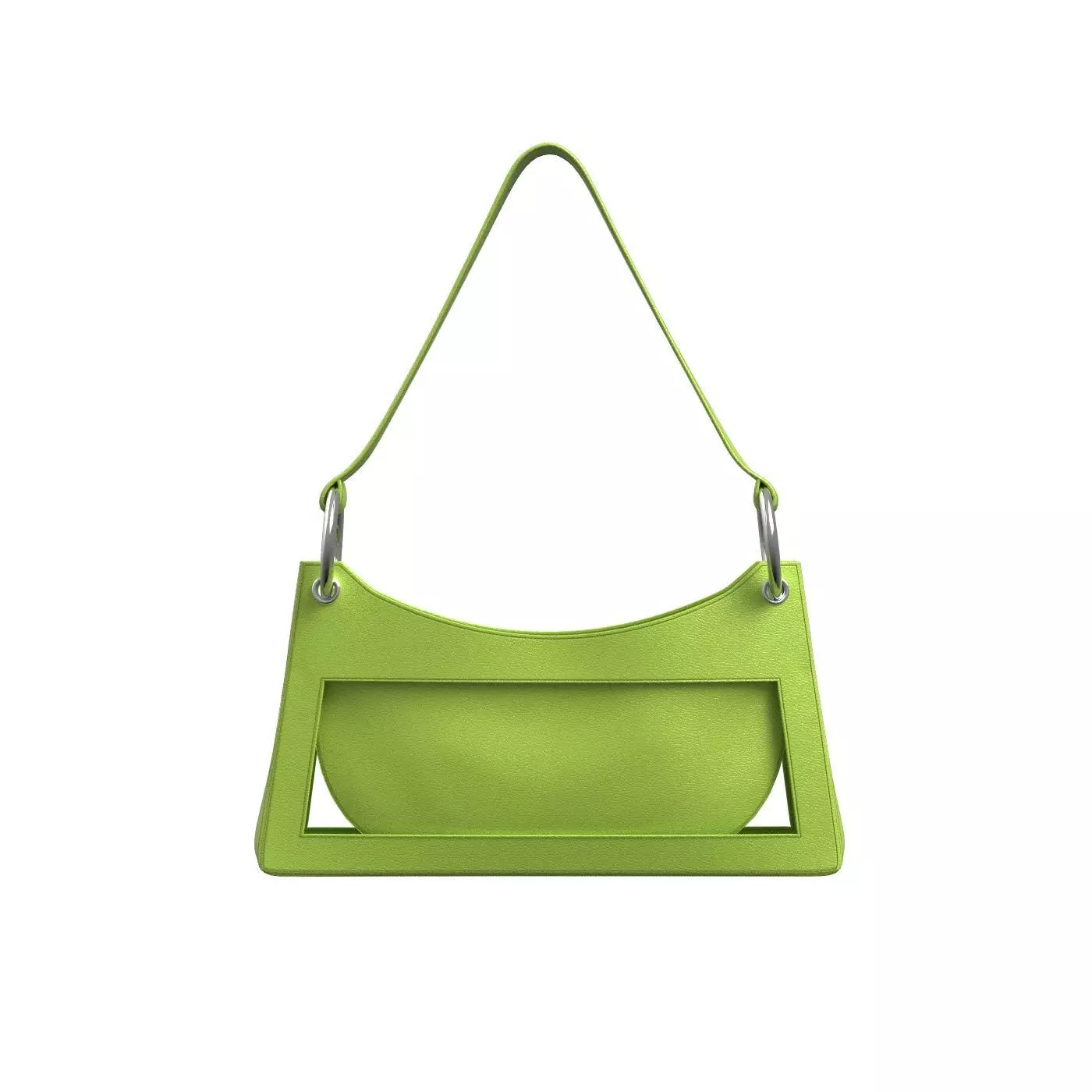 Yellowish green Leather Baguette Bag 3D model
