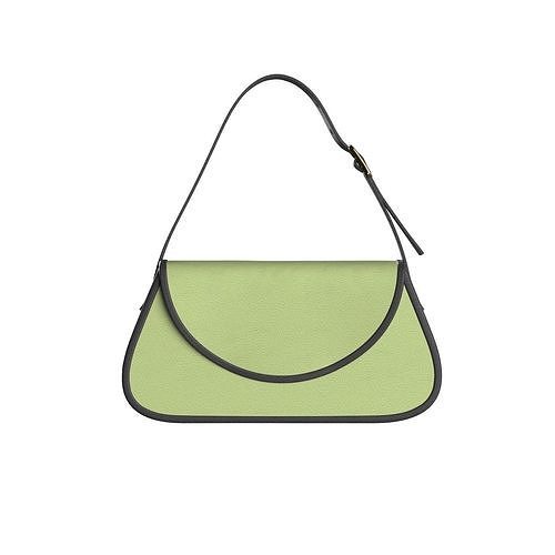 Yellowish green Leather Flap Bag 3D model