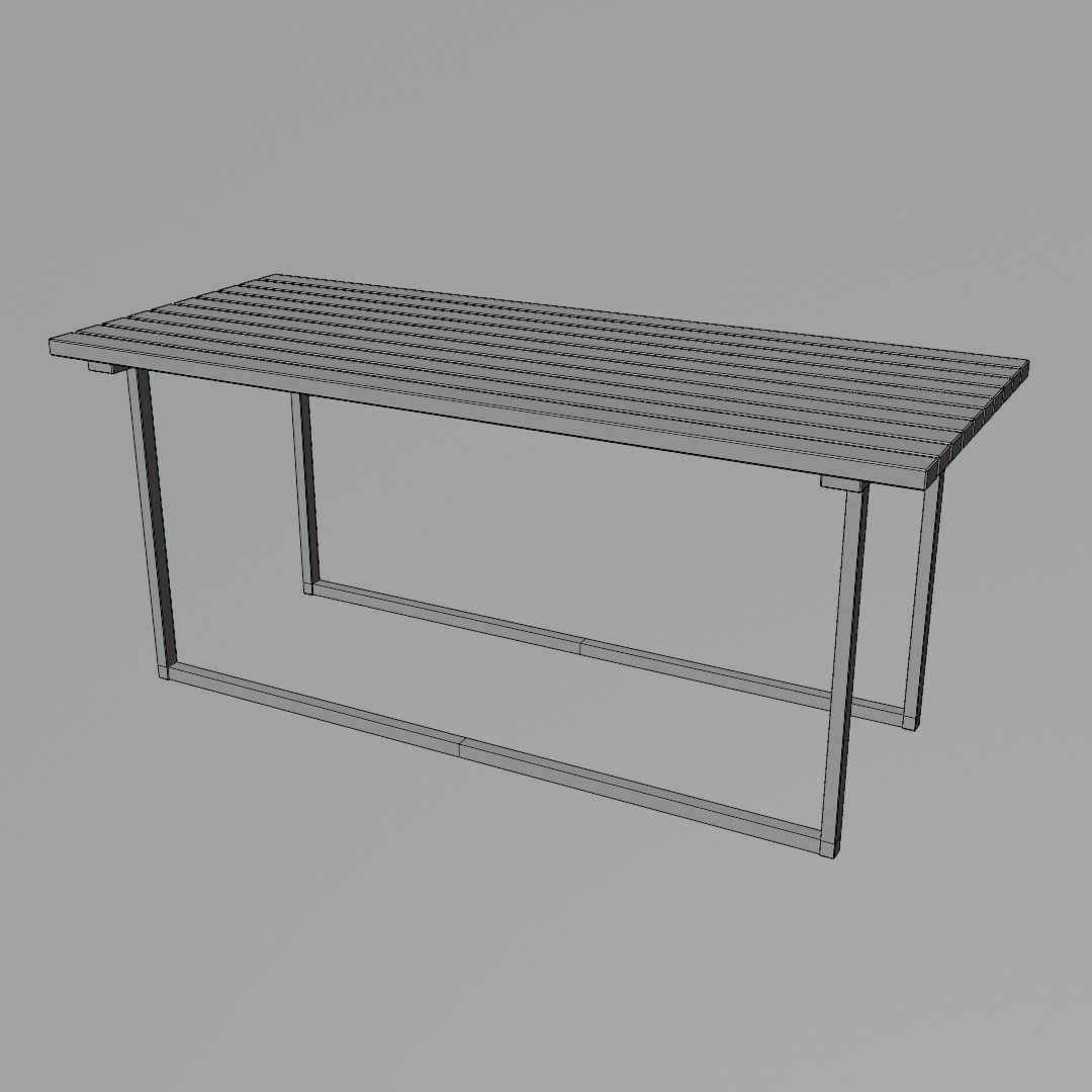 simple wood table 3D model_4