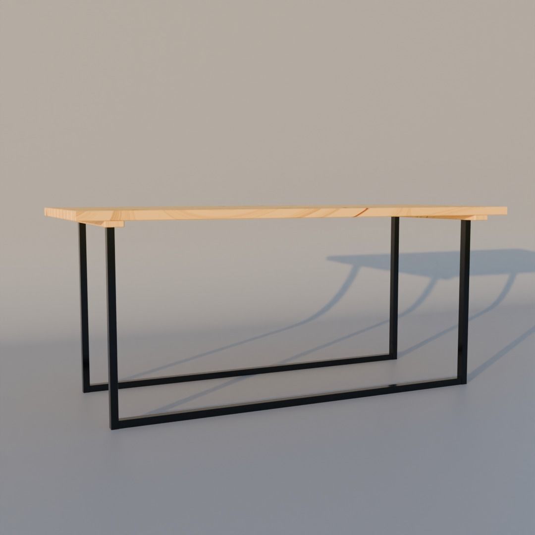 simple wood table 3D model_2