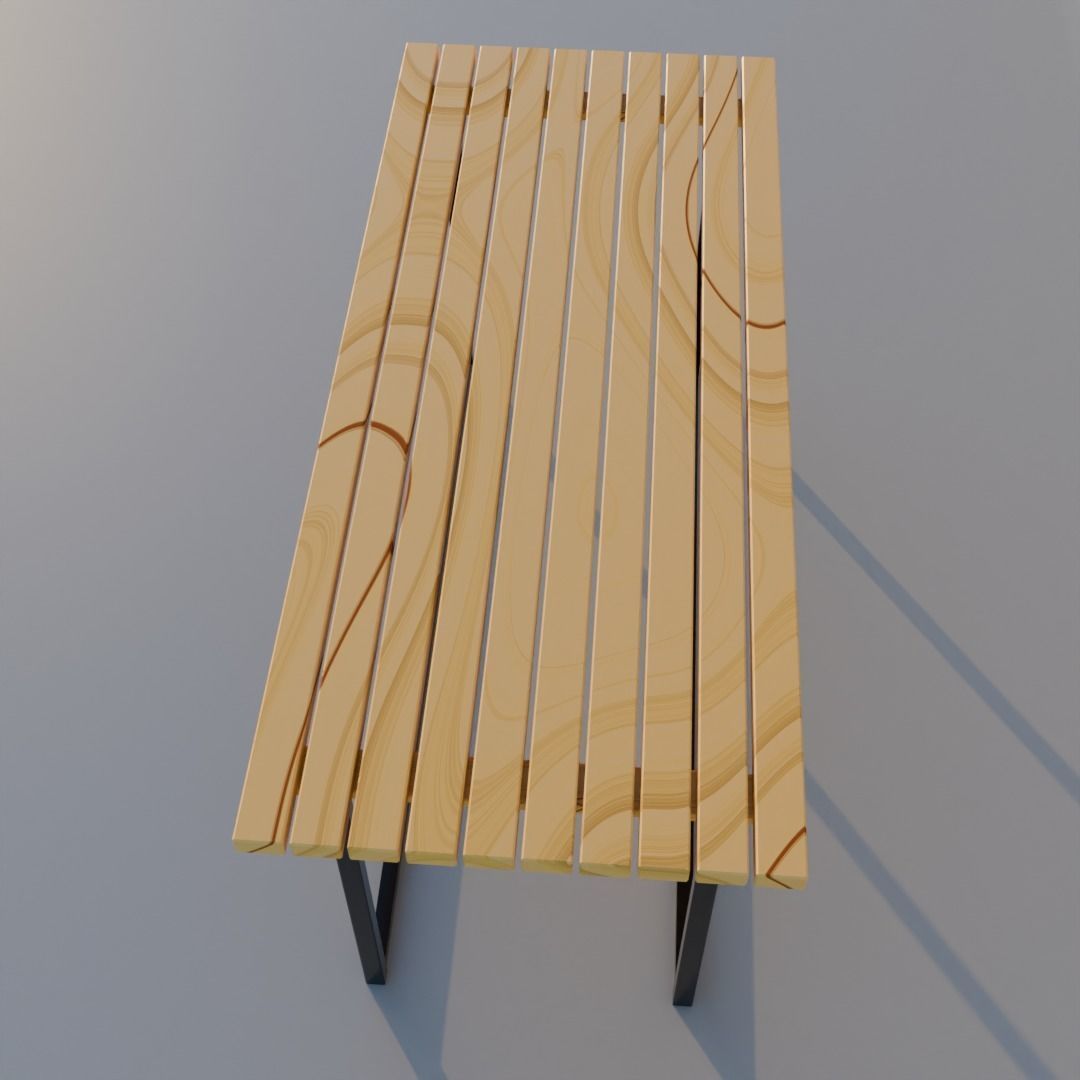 simple wood table 3D model_3