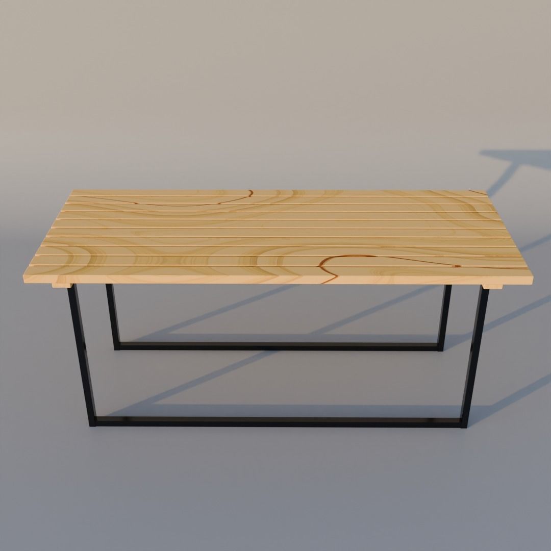 simple wood table 3D model_1