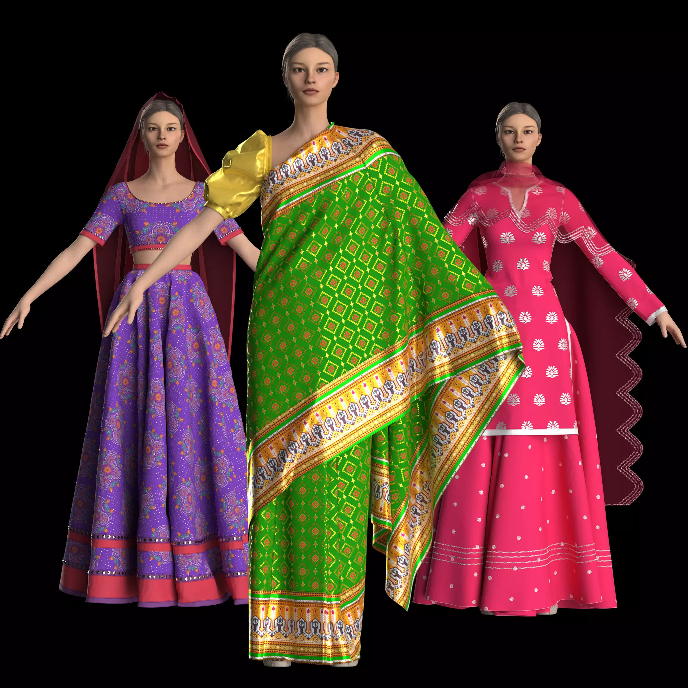 3 Indian female dress 3D model
