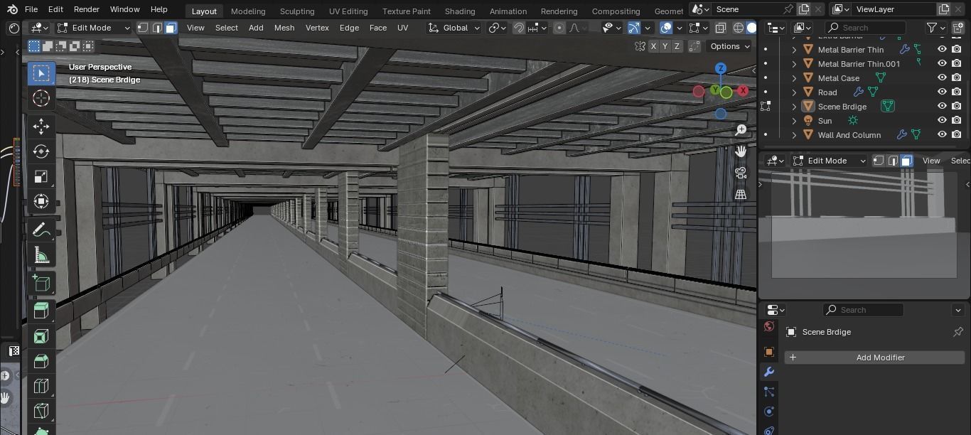 Animated classic old bridge model Low-poly 3D model_3