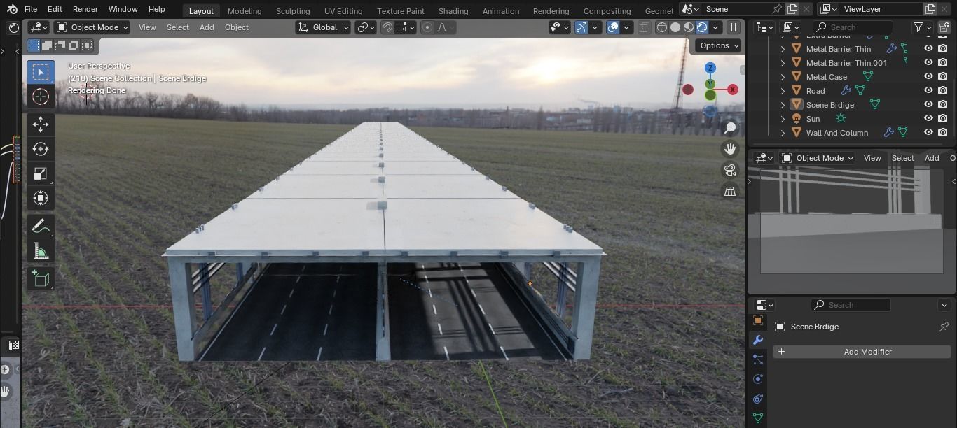 Animated classic old bridge model Low-poly 3D model_2