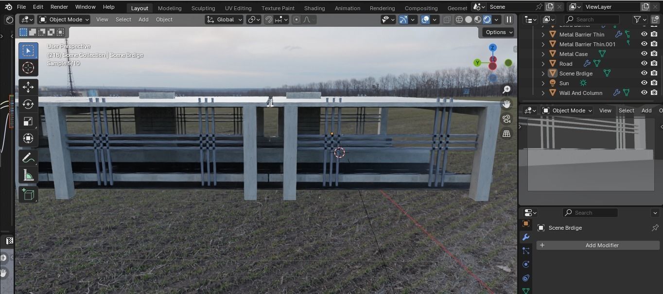 Animated classic old bridge model Low-poly 3D model_1