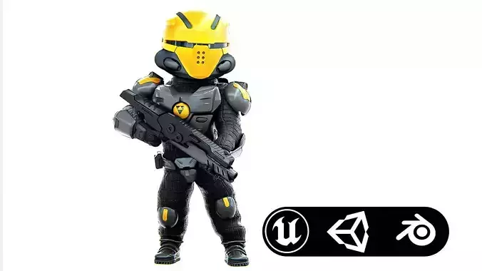 CYBER SOLDIER XC-300  Rigged for Unreal Engine - Unity - MIXAMO 