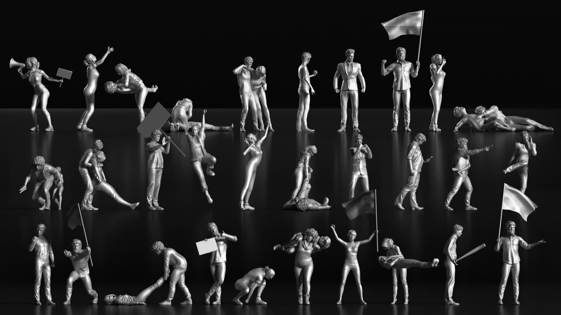 LP People 09 Riots 3D print model_2