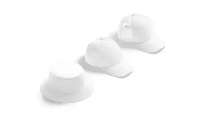 White Cap Set - 3 type baseball trucker bucket hat